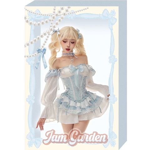 [Woman of Ice and Snow] Blue and White Dress+ Corset - Jam Garden