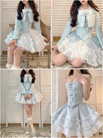 POSHEPOSE New Year Princess Style Winter New Dress And Jacket Two-piece Set