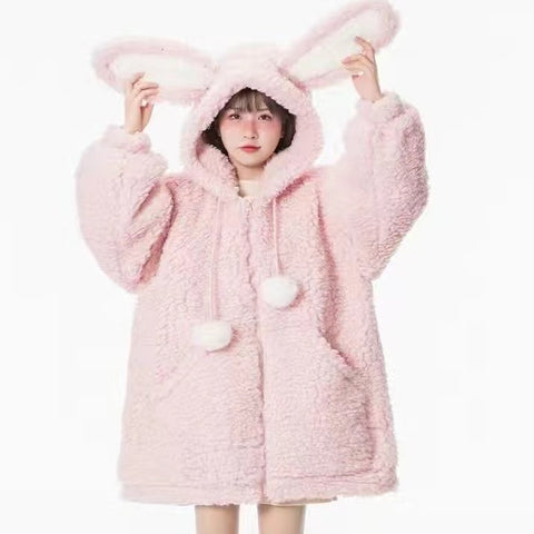 Rabbit Ears Pink Lamb Plush Coat