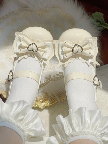 Original sweet and cute bowknot round head Lolita low heels