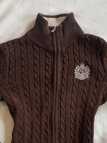 Original Brown Stand Collar Knit Cardigan Jacket