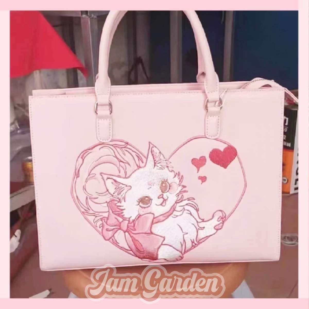 Niche Design Cat Embroidery Messenger Bag Large Capacity Fashion Portable Shoulder Tote Bag - Jam Garden