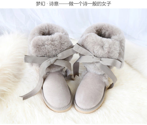 Australian sheepskin fur snow boots women's high boots