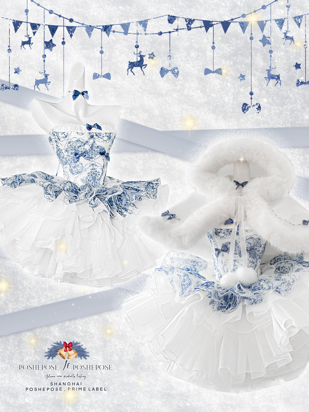 POSHEPOSE Blue and White Porcelain Princess Set