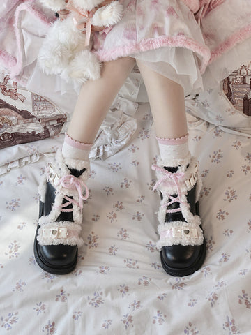 Snowflake fluffy lolita snow boots winter