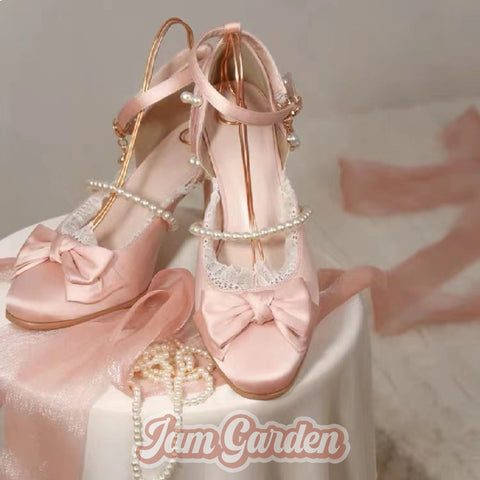 Lolita Women's Shoes Elegant Velvet Sequined Satin High Heels - Jam Garden
