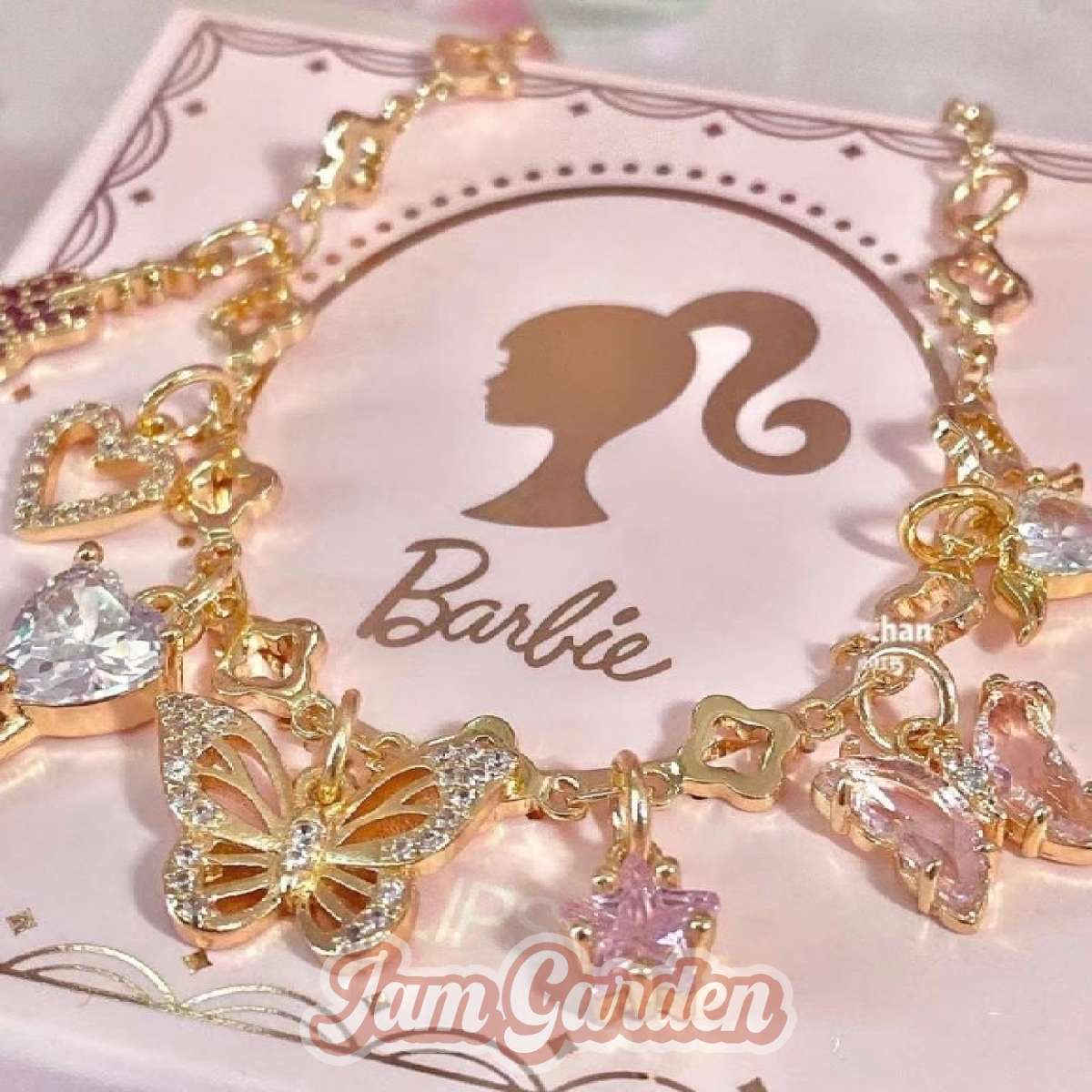 Barbie Fantasy Diary Butterfly Heart Zircon Cute Girl Heart Bracelet New - Jam Garden