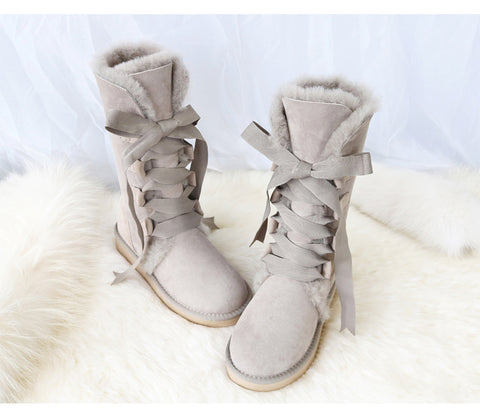 Australian sheepskin fur snow boots women's high boots