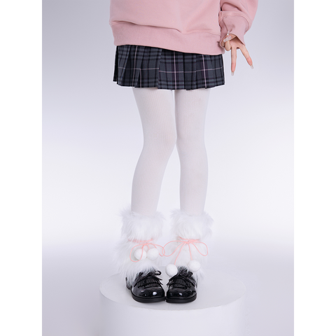 Y2k White Hairy Leg Set Hot Girl Fur Ball Thickened Socks Boots Socks Japanese Jk Imitation Fur Socks - Jam Garden