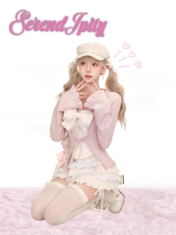 New Pink Sakura Suit (Cardigan + Suspenders)