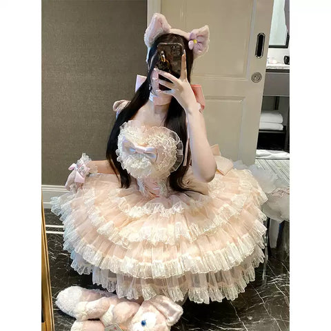 DH·Sweet Lace Bow Little Girl Lolita Dress(Pre-sale)