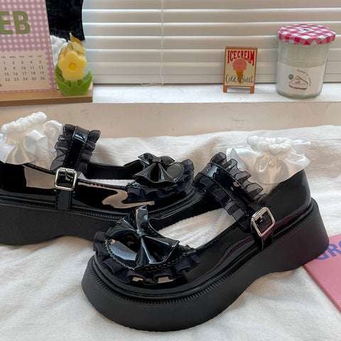 Fairy Cute Lolita Bow Mary Jane Shoes with Thick Soles