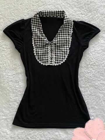 Vintage black checkered top