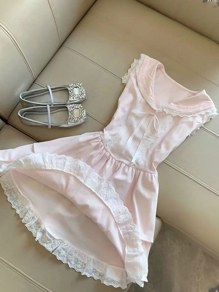 Sweet and cute lace sleeveless dress