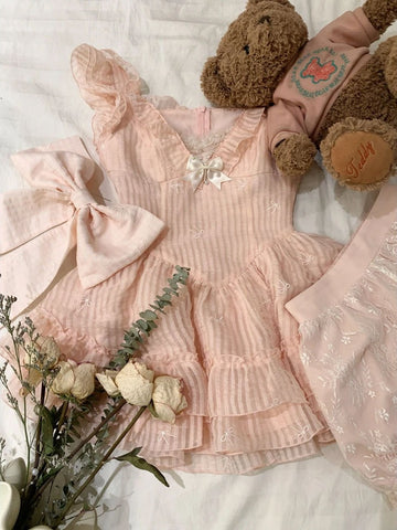 Pink girly dress two piece set