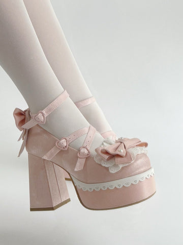 Lolita sweet bow high heels