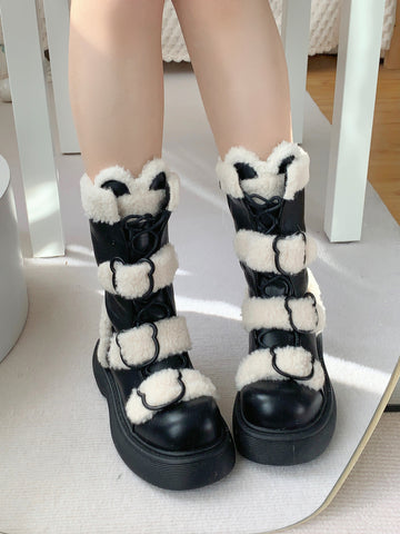 Lolita boots winter round toe sweet plush