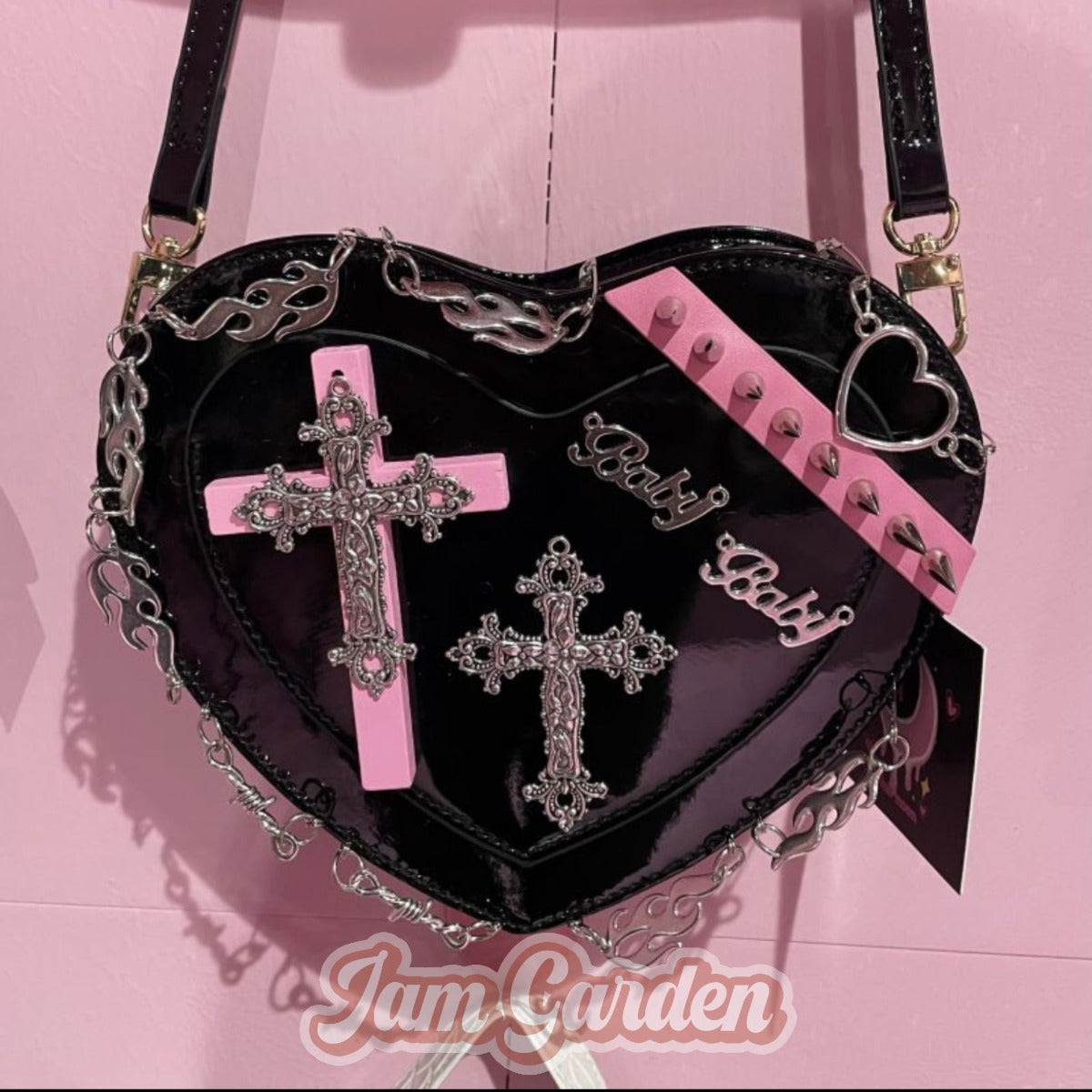 Black Gothic Style Love Shoulder Bag - Jam Garden