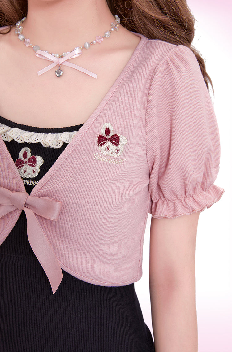 [Spring Bunny] - Embroidered Camisole Cardigan Dress - Jam Garden