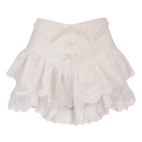 French Girl Ballet Style Sheer Cotton Embroidered Lace Shorts - Jam Garden