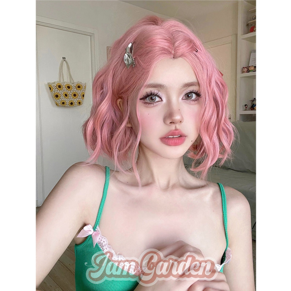 Harajuku Short Hair Partial Pink Lolita Curly Hair Sweet Girl Wig - Jam Garden