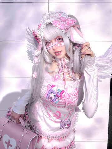 Abby angel lace pink coquette suit