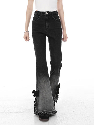 American retro slit micro-flared jeans