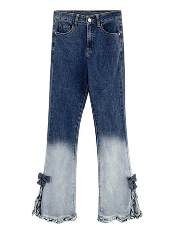 American retro slit micro-flared jeans