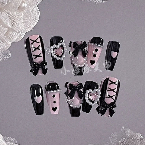 Sweet and Cool Hot Girl Lace Bow Manicure
