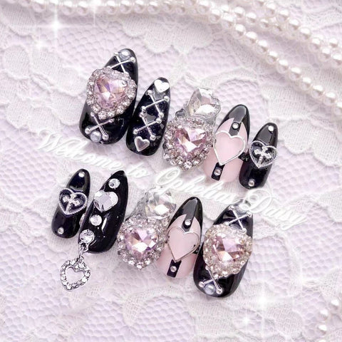 Japanese style floor bud pendant pink three-dimensional two-color bow manicure