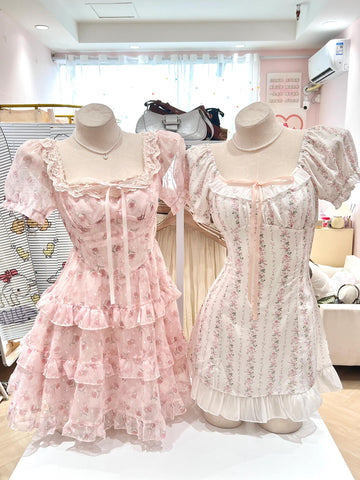 Pink floral cute girl soft girl suit