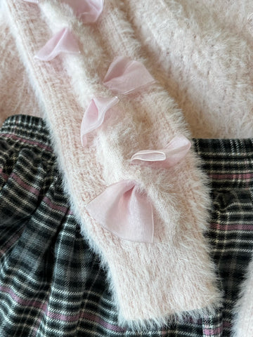 Pink Bow Off Shoulder Sweater