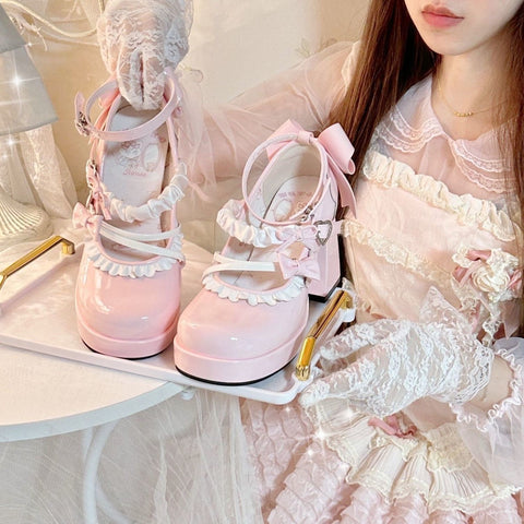 Original high heel round toe cute soft sweet Lolita shoes Mary Jane