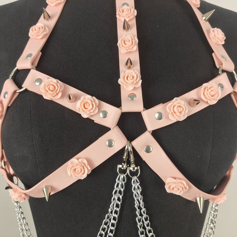 Fashionable and sexy high quality leather flower chain