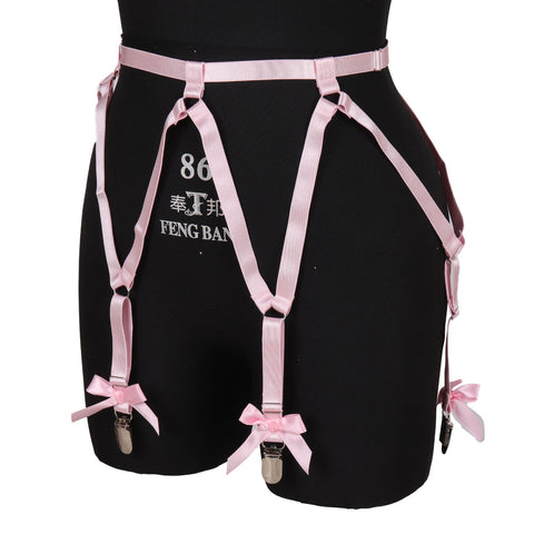 Pink bow garter elastic band