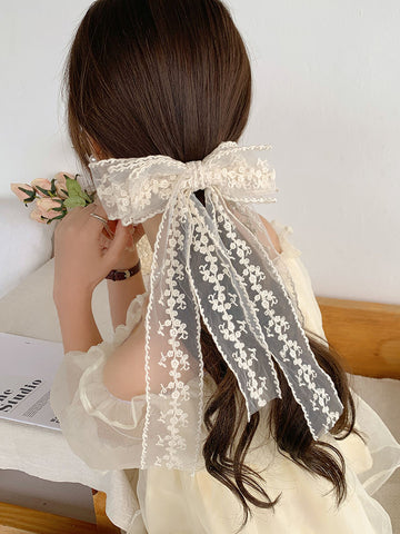 Large three-layer lace bow ribbon hairpin
