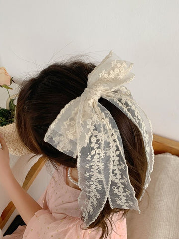 Large three-layer lace bow ribbon hairpin