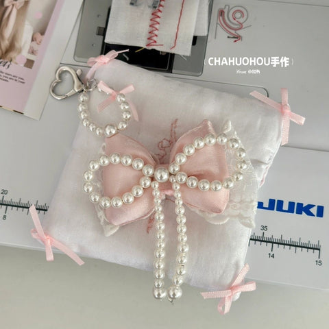 Girly ballet style lace bow mobile phone chain