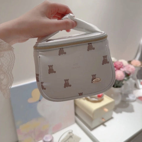 Bear print portable cube bucket bag