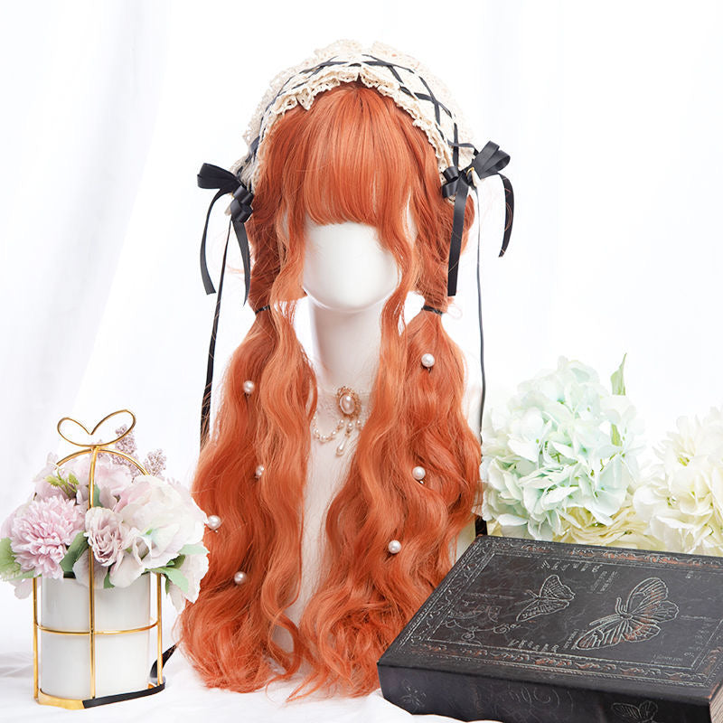 Halloween Pumpkin Color Lolita Cute Orange Long Curly Hair