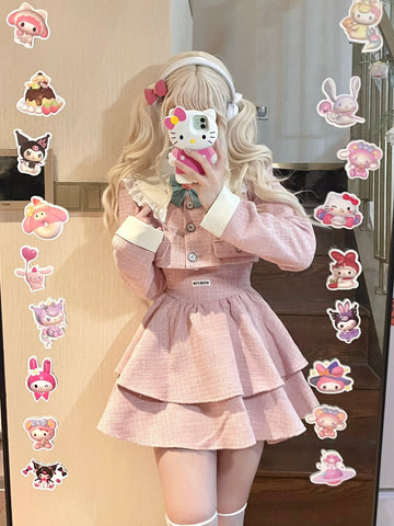 [Candy Girl] Sweet Doll Collar Design Short Coat For Women + Cake Skirt