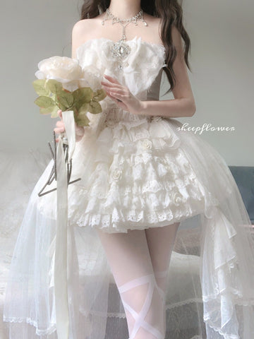 Swan ballet style original Alice in Wonderland Lolita cake wedding dress