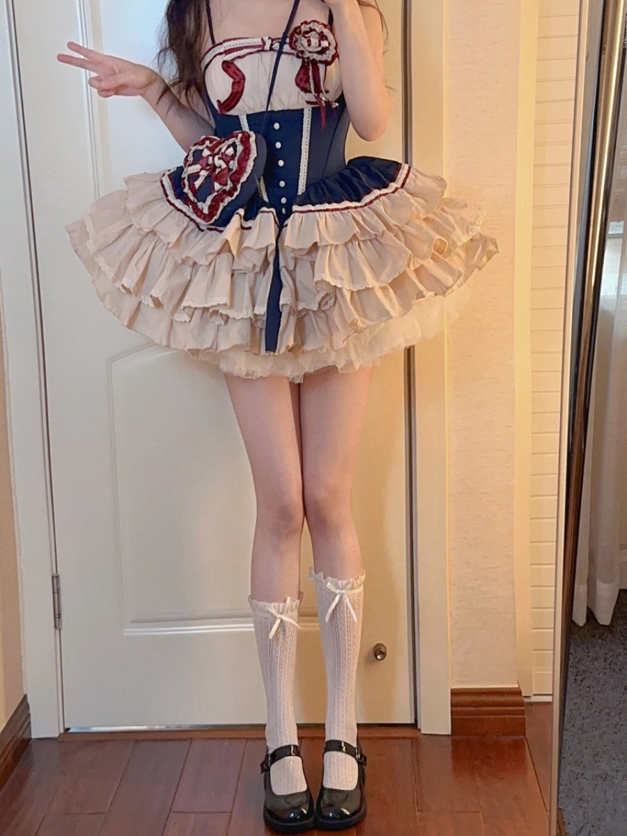 Sweet Puff Sleeve Lolita Puff Skirt Women's Ballet Style Dress
