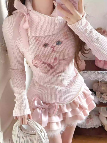 Cute Persian cat lapel sweater