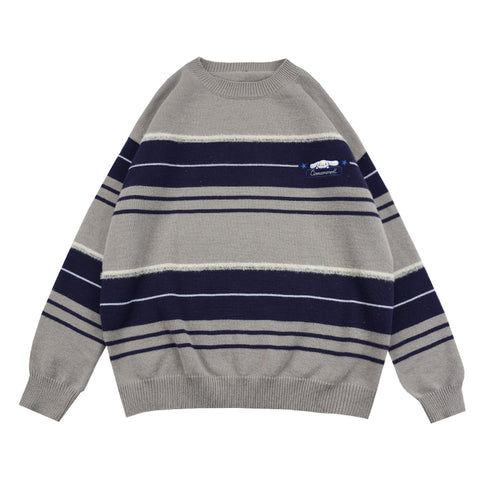 Sanrio Co-Branded Striped Crew Neck Cute Sweater
