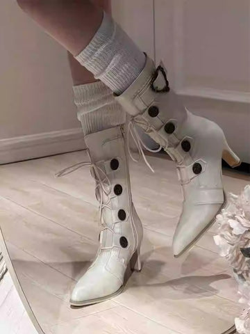 pointed toe high heels short boots