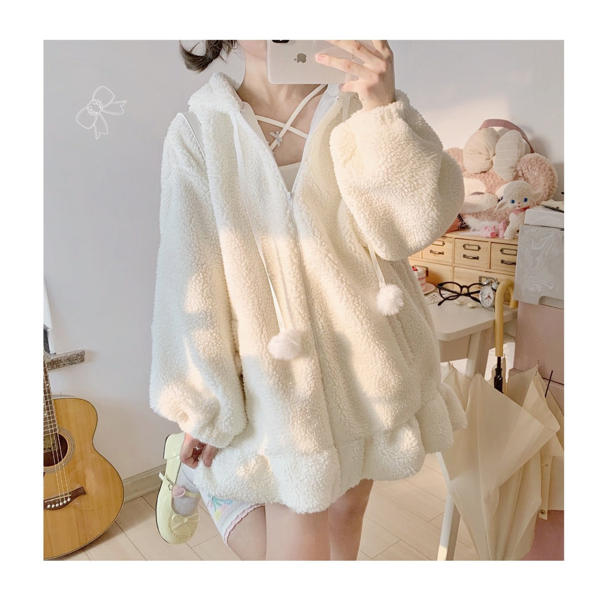Japanese Cute Bunny Ears Soft Girl Thickened Cotton Jacket
