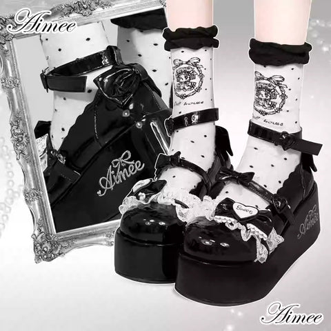 Doll-like hand-embroidered thick-soled Lolita shoes