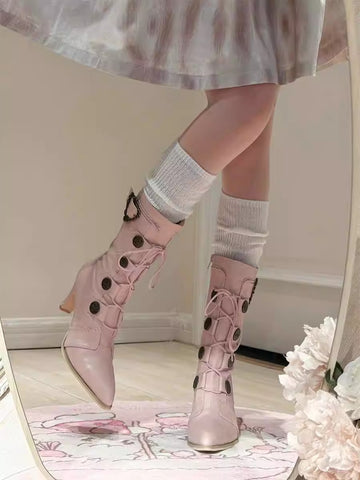 pointed toe high heels short boots