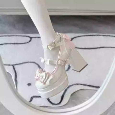 Elegant lolita bow high heels